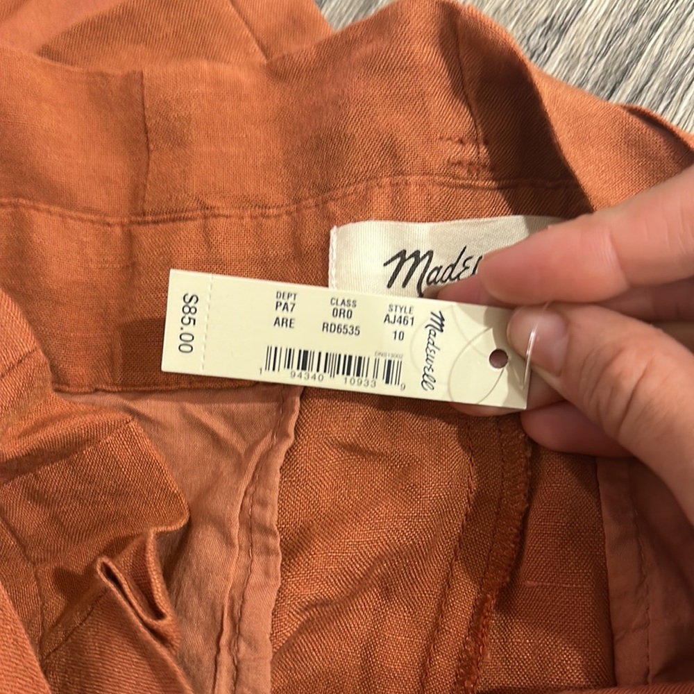 NEW • Madewell • Women’s Linen-Blend Paperbag Pants Burnt Orange 10 / 14 - Picture 6 of 7